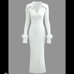 Elegant White Long Sleeve Dress